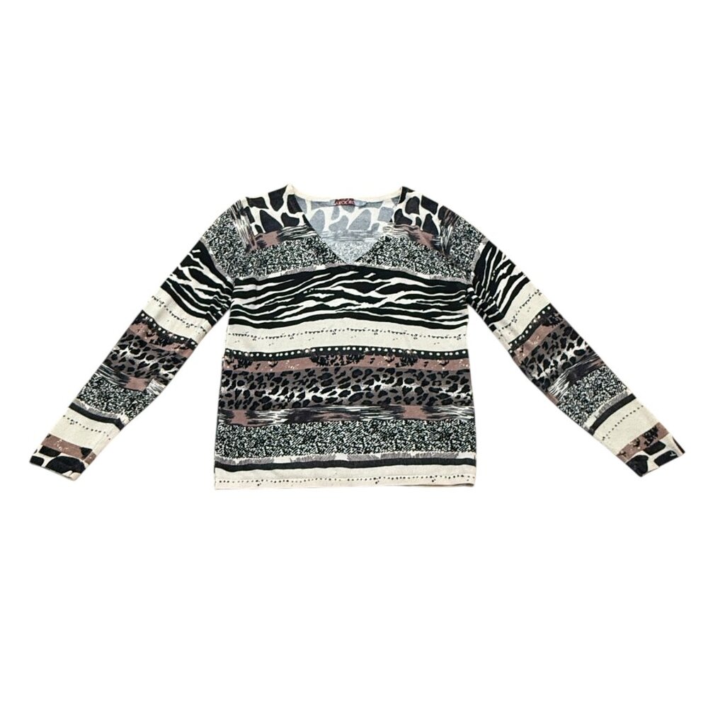 Vintage Y2K Carol Rose Animal Print Long Sleeve Top